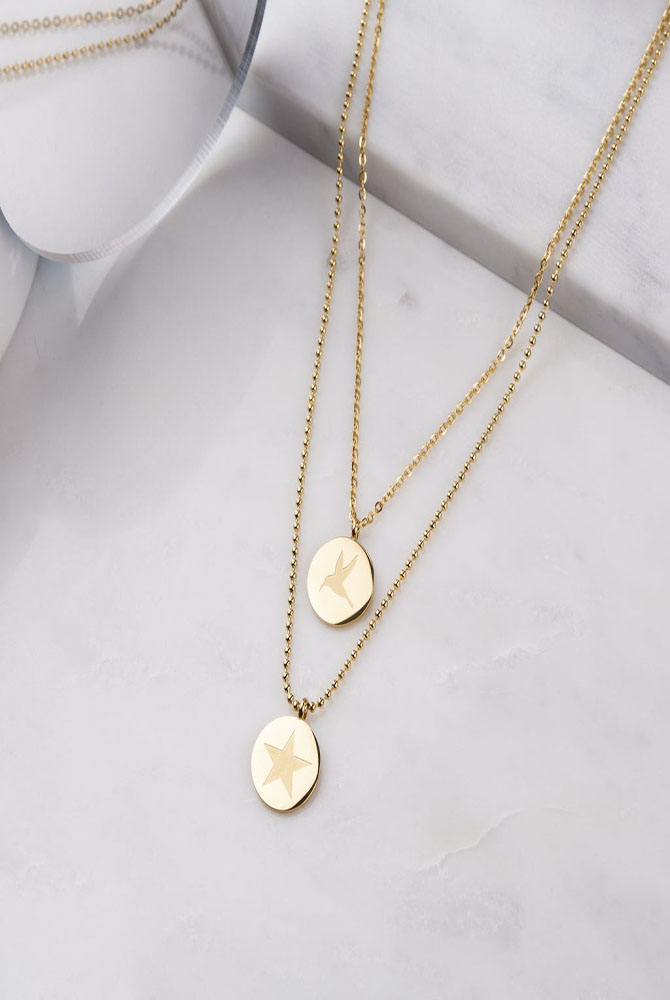 Signature double chain halskjede gold